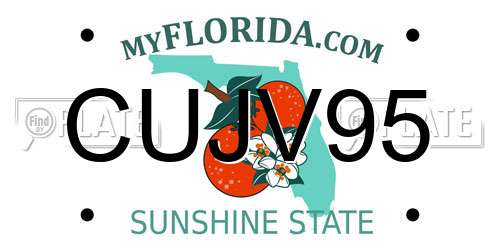 CUJV95 Florida License Plate