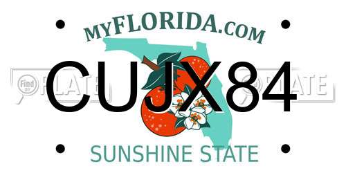 CUJX84 Florida License Plate