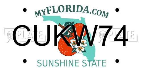 CUKW74 Florida License Plate