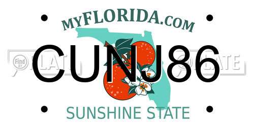 CUNJ86 Florida License Plate