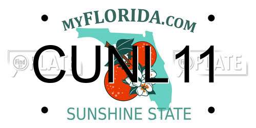 CUNL11 Florida License Plate