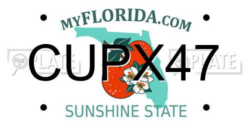 CUPX47 Florida License Plate