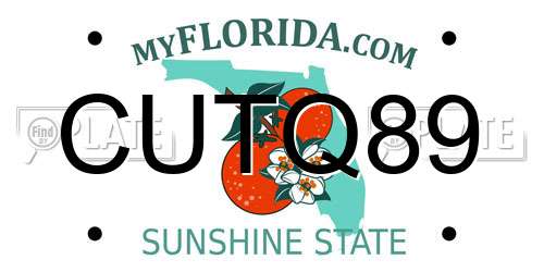 CUTQ89 Florida License Plate