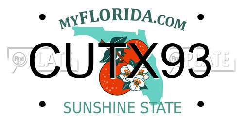 CUTX93 Florida License Plate