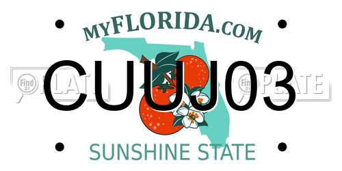 CUUJ03 Florida License Plate