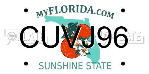 CUVJ96 Florida License Plate
