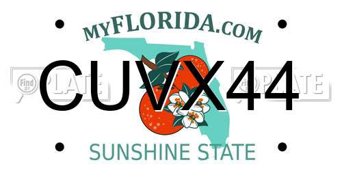 CUVX44 Florida License Plate
