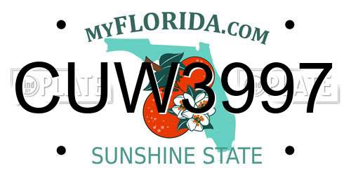 CUW3997 Florida License Plate