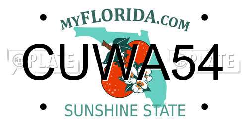 CUWA54 Florida License Plate