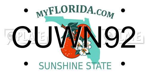CUWN92 Florida License Plate