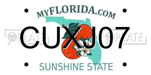 CUXJ07 Florida License Plate