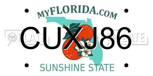 CUXJ86 Florida License Plate