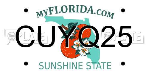 CUYQ25 Florida License Plate