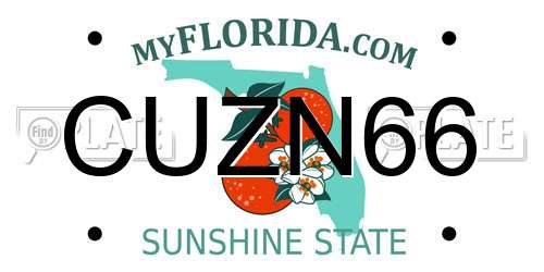 CUZN66 Florida License Plate