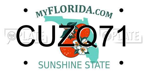 CUZQ71 Florida License Plate