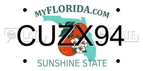 CUZX94 Florida License Plate