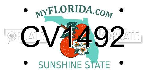 CV1492 Florida License Plate