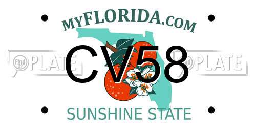 CV58 Florida License Plate