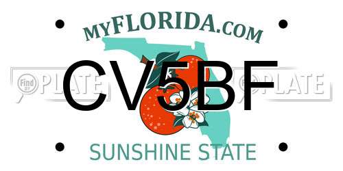 CV5BF Florida License Plate