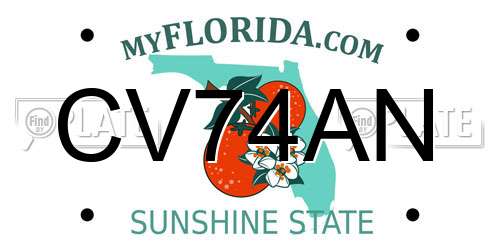 CV74AN Florida License Plate