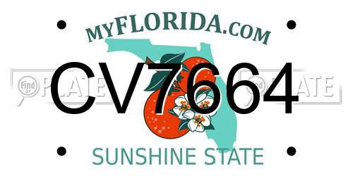 CV7664 Florida License Plate