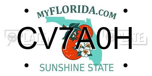 CV7A0H Florida License Plate