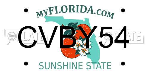 CVBY54 Florida License Plate