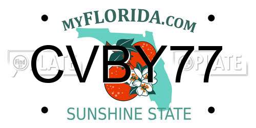 CVBY77 Florida License Plate