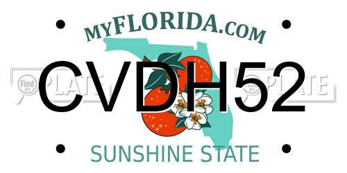 CVDH52 Florida License Plate