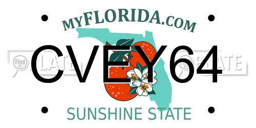 CVEY64 Florida License Plate