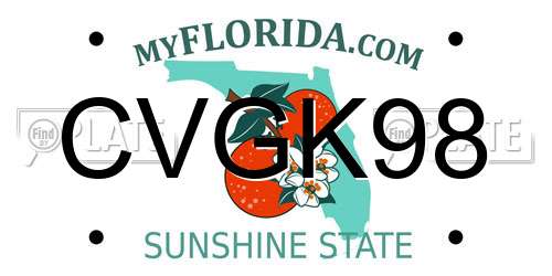 CVGK98 Florida License Plate