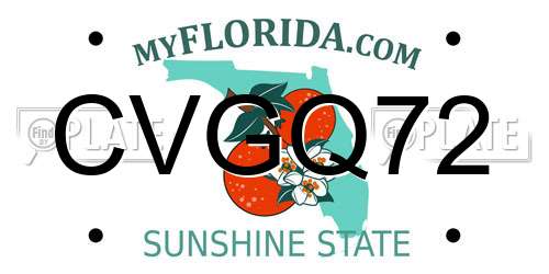 CVGQ72 Florida License Plate