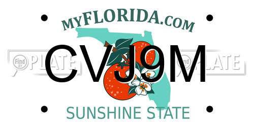 CVJ9M Florida License Plate