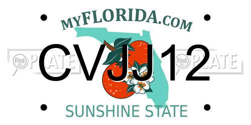 CVJJ12 Florida License Plate