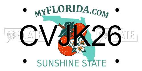 CVJK26 Florida License Plate
