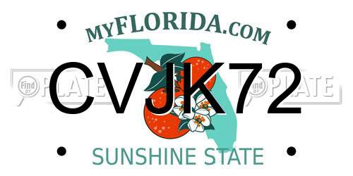 CVJK72 Florida License Plate