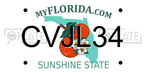 CVJL34 Florida License Plate