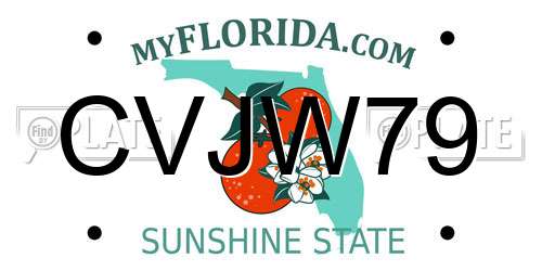 CVJW79 Florida License Plate