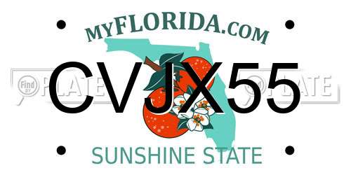 CVJX55 Florida License Plate