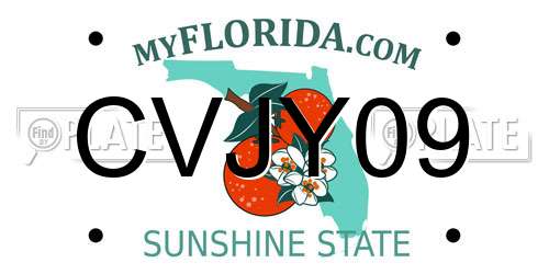 CVJY09 Florida License Plate