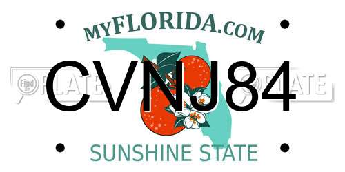 CVNJ84 Florida License Plate
