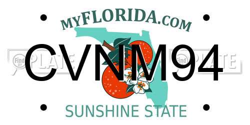 CVNM94 Florida License Plate