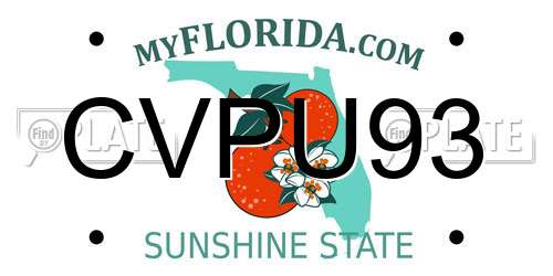 CVPU93 Florida License Plate