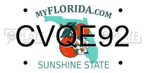 CVQE92 Florida License Plate