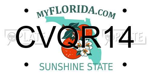 CVQR14 Florida License Plate