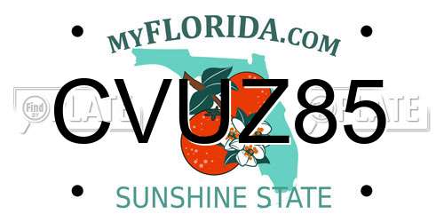 CVUZ85 Florida License Plate