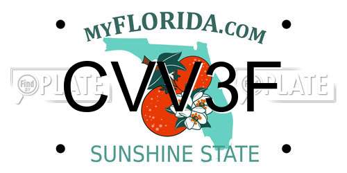 CVV3F Florida License Plate
