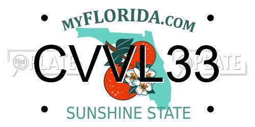 CVVL33 Florida License Plate