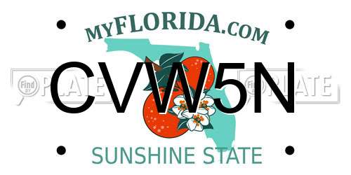 CVW5N Florida License Plate