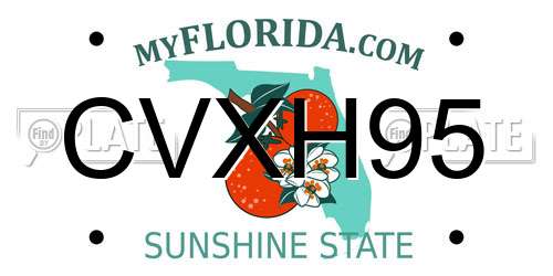 CVXH95 Florida License Plate